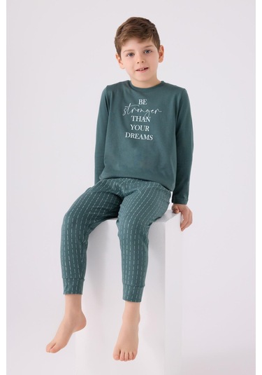 Arnetta 3130 Erkek Çocuk Uzun Kol Pijama Takım Yeşil