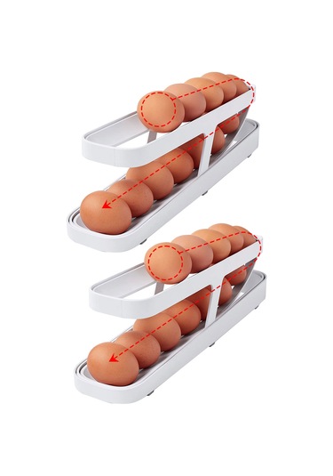Fosenze Buzdolabı İçin Pratik Yumurta Dağıtıcı Ve Saklama Kutusu - 2 Adet Beyaz Beyaz