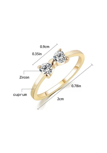 3 Pcs Women Fashion Crystal Bowknot Cubic Zirconia Rings Gold Çok Renkli