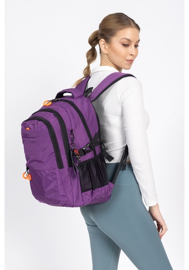 Fermuarlı Geniş Bölmeli Spor & Okul Sırt Çantası Hafif, Ergonomik Ve Dayanıklı Tasarım - Mor Mor
