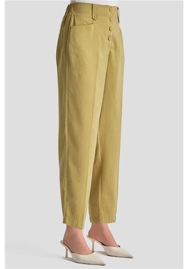 Armine Düğmeli Modal Pantolon 24k2621 Zeytin Yeşil