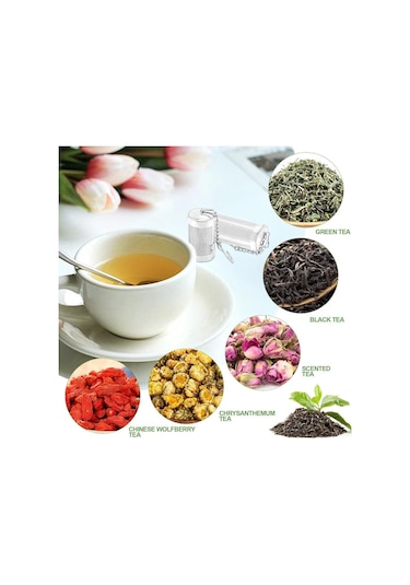 Geeksen Paslanmaz Çelik 4'lü Demlik Filtresi Seti - Büyük Boy Çay Süzmeye Uygun Gümüş