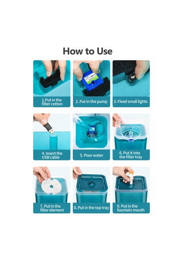 Mufunye Led Işıklı 3 Farklı Su Modlu 2l Kedi Ve Köpek Çeşmesi - Sessiz Pompa Ve Filtreli Diğer