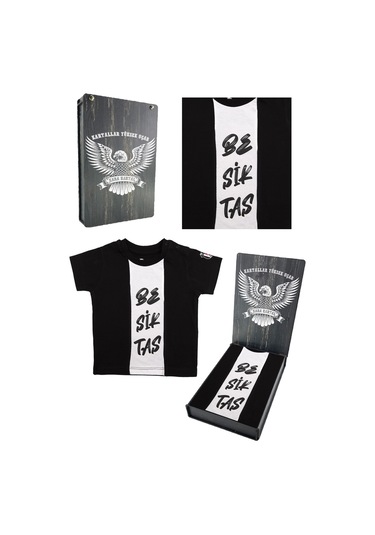 Beşiktaş Siyah Bebek T-shirt Ahşap Kutulu Siyah
