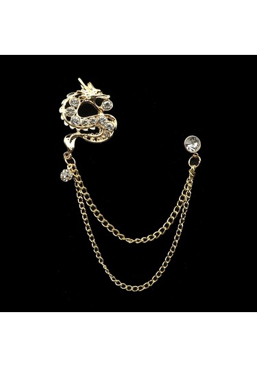 Yeni Retro Erkek Kostümü Pantolon Zincir Yafak Iğne Ejderha Geyik Taç Kafatası El Broşu 7 7