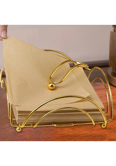 Homyl Dik Peçete Dispenseri Peçetelik Yemek Masası Altın Altın