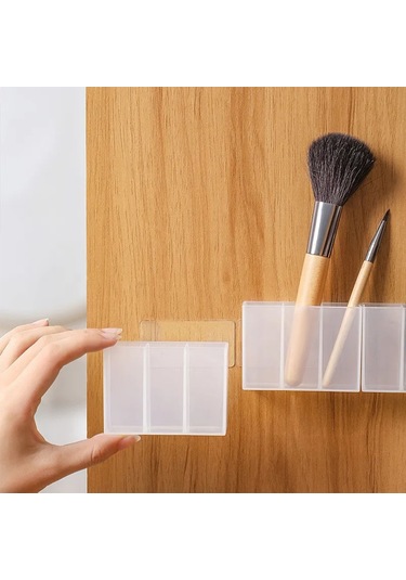 Yaozixa Üç Bölmeli Şeffaf Duvarlı Saklama Kutusu - Deliksiz Yapıştırıcı İle Ev Ve Banyo Organizer Diğer