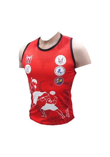 Muay Thai Tişört & Muay Thai Maç Atleti & Muaythai Tişörtü & Muay Kırmızı