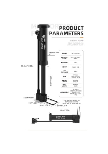 Hombey Kırmızı Mini Bisiklet Pompa, Mtb Yolları İçin, Schrader Valf, Hafif, Yüzme Halka Futbol Basketbol Şişirici, Bisiklet Malzemesi
