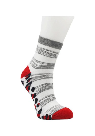 Kadın Çok Renkli Desenli Pamuklu Yarım Konç Çorap 3'lu Paket Çok Renkli
