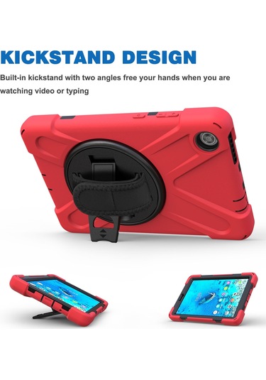 Butu Lenovo Uyumlu Tab M8 8" Tb-8505f/8505x 2019 Kalem Yuvası El Bandı 360 Dönebilen Pc + Silikon Kickstand Tablet Kılıfı