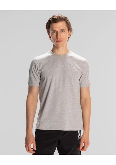 Kappa Logo Serenity Erkek Gri Regular Fit Tişört Siyah
