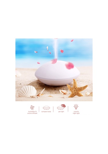 Teltree Küçük Kabuk Şekilli Ultrasonik Aromaterapi Difüzörü - 80ml Taşınabilir Nemlendirici Ve Renkli Gece Lambası