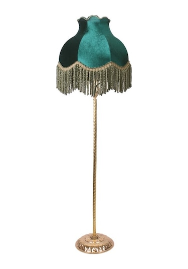 Gold Metal Ayak Hürrem Renk Kadife Kaplı Lambader Vintage