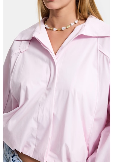Itsbasic Kadın Pembe Renk W5 Oversize Özel Organik Kumaş Tasarım Gömlek Ceket