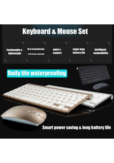 Homyl Mac Pc Dizüstü Için Mini Kablosuz Klavye Fare Gümüş