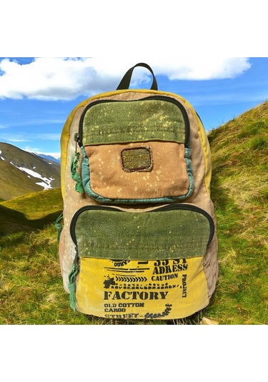 Kaliteli Tek Bölmeli Vintage Disayn Günlük Sırt Gezi Okul Seyahat Çantası Jannie Bag 27 Cm X 40 Cm Sarı