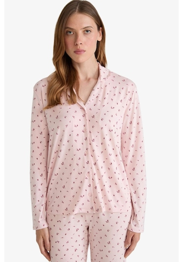 Defacto Pijama Takımı Regular Fit Desenli Uzun Kollu Üst Uzun Alt-fall İn Love G0228ax25aupn364 Pembe-pn364