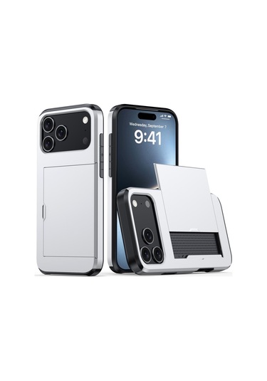Snapbuy, İphone Uyumlu İçin Kredi Kartı Bölmesi Olan Cüzdan Kılıfı  İphone Uyumlu 16e Silver