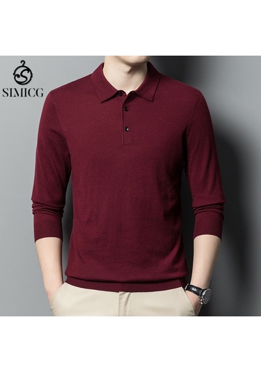 Yeni Erkek Düz İnce Yün Kazak Kırmızı Kırmızı