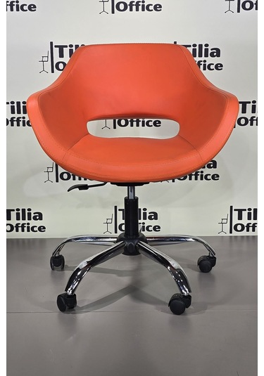 Monaco Çalışma Kesim Koltuğu Yonca Tekerlekli Krom Ayak Turuncu