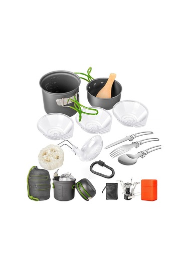 Kamp Taşınabilir Tencere Seti Yeşil Yeşil