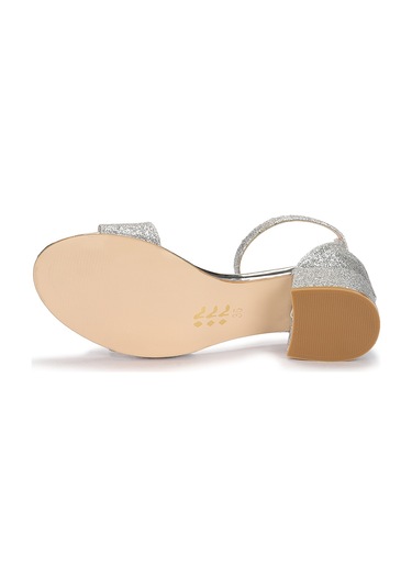 Kiko Kids 769 Kum Simli Günlük Kız Çocuk 4 CM Topuklu Sandalet Ayakkabı Gümüş 001