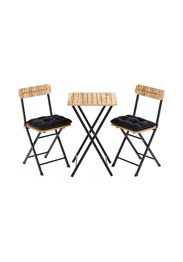 Bistro Takım Minderli Bahçe Masa Sandalye Çam 1401 Kahverengi