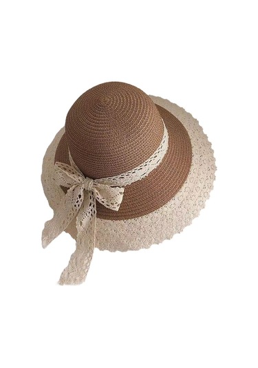 Dantel Detaylı Plaj Şapkası, Hasır Güneşlikli Yaz Aksesuarı, Şık Ve Rahat Kumsal Şapkası Yeşil
