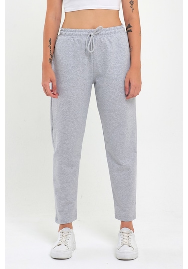 MMetalic Kadın Lacivert Klasik Cepli Eşofman Altı Gri