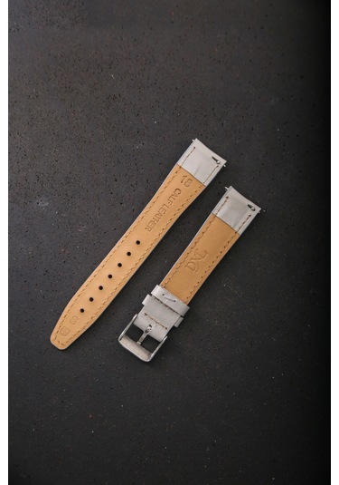 Hakiki Deri 18mm Akıllı Pimli Saat Kordonu Gri