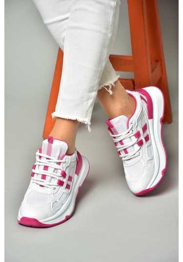 Fox Shoes S973017604 Beyaz/fuşya Kumaş Sper Ayakkabı Sneakers Beyaz - Fuşya