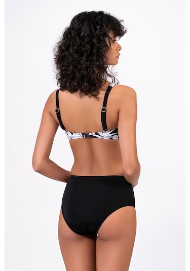 Endeep Kadın Çiçek Desenli Toparlayıcı Siyah Bikini Takımı
