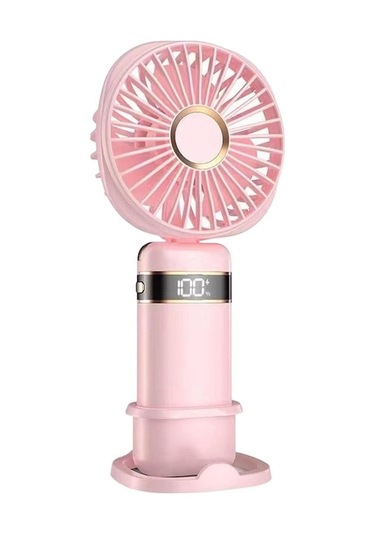 Yingfu Küçük Şarj Edilebilir Pembe Mini Fan, Kısa Pil Kablosu, Hafif Taşınabilir