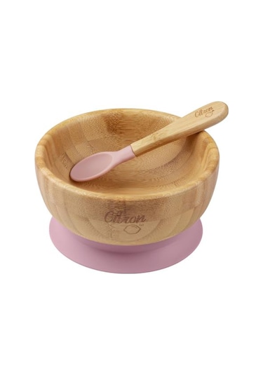 Citron Vakum Tabanlı Organik Bambu Kase Seti - Blush Pink 1073612