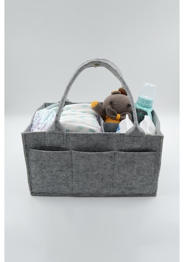 Jasper Sade Keçe Anne Bebek Bakım Organizer Çantası Gri