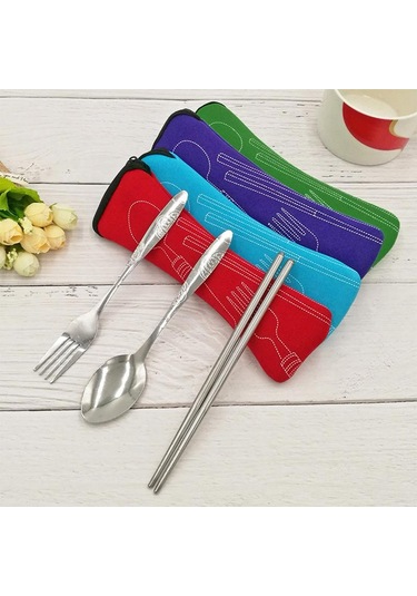 Sofra Çantası Yıkanabilir Fermuarlı Seyahat Çatal Bıçak Takımı Çantası Taşınabilir Çanta Akşam Yemeği Ev Aracı Seyahat Kamp Kaşığı 1