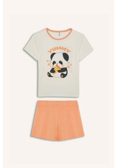 DeFacto Kız Çocuk Pijama Takımı Kısa Kollu Üst Esnek Belli Şort E6428A825HSER85 DeFacto Kız Çocuk Pijama Takımı Kısa Kollu Üst Esnek Belli Şort E6428A825HSER85