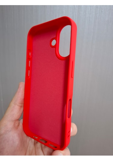 İphone 17 Uyumlu Logolu İçi Kadife Silikon Lansman Kılıf Kırmızı