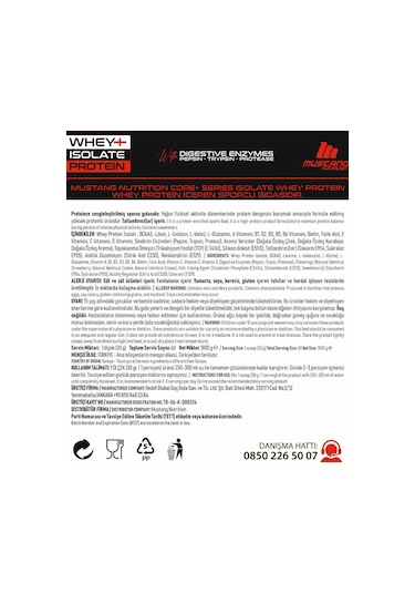 Mustang Nutrition Core+ Series Isolate Whey Protein Tozu 1800 Gr 60 Servis Çilekli Pasta + Shaker + Protein Kahve Hediyeli Çilek Aromalı