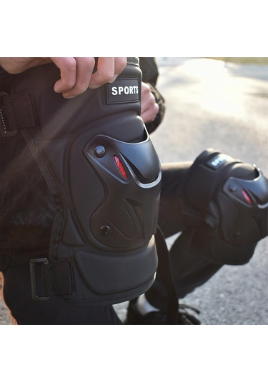 Motosiklet Motokros Sürme Dişli Off-Road Koruyucu Diz Pedleri Siyah 1 Çift