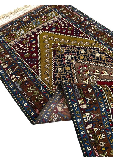El Dokuma Sıfır Koleksiyonluk Yahyalı Halısı 117x225 Kök Boya %100 Yün Halı Renkli