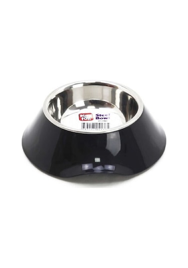 Playfull Siyah Plastik Çerçeve İçinde Çelik Mama Su Kabı 1/2 Pint