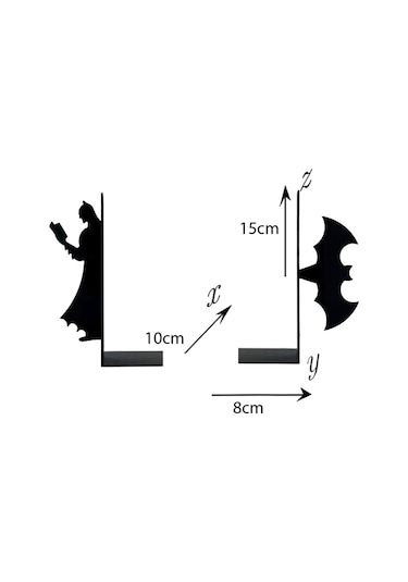 Hobi Demir Sanat Batman Figürlü Dekoratif Metal Kitap Tutucu