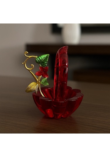 Kristal Kelebekli Dekoratif Kapaklı Obje 10x8