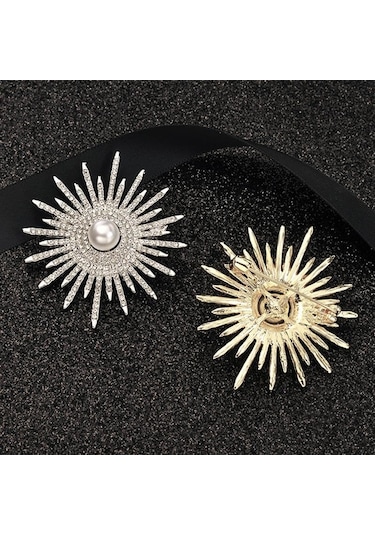 Altın Mizaç Ayçiçeği Broş Kadın Korsaj Giyim Aksesuarları Bayanlar Düğün Parti Takı Altın