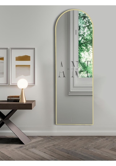 Dekoratif Ayna Oval Boy Ayna Duvar Aynası 180x60 Cm 180 X 60 Gold Antno25g Gold