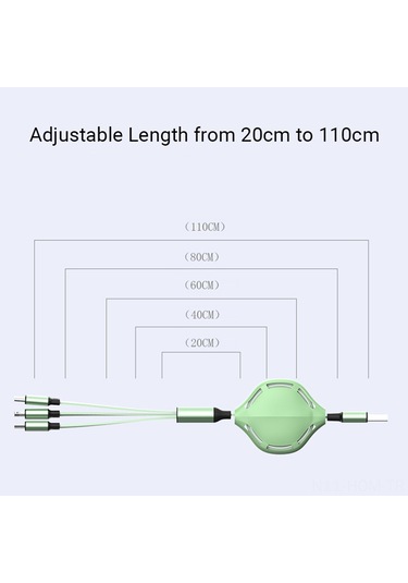 Suofeng 3.6ft Genişletilebilir 3-in-1 Şarj Kablosu: Lightning, Type-c, Micro Usb - Sarı 2a Hızlı Şarj, Silikon Malzeme