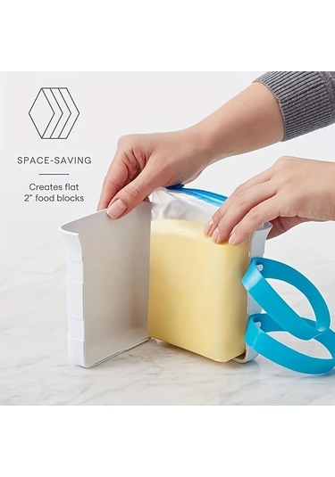 Brightnova Faridabio 2pcs Yığınlanabilir Dondurucu Gıda Blok Yapıcı Tepsiler Yemek Hazırlama Çorba Sos İçin