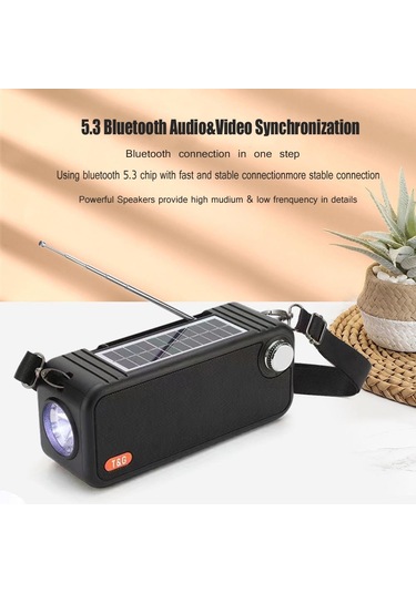 T&G TG637 Bluetooth 5.3 Güneş Enerjili Şarj Edilebilir Hoparlör